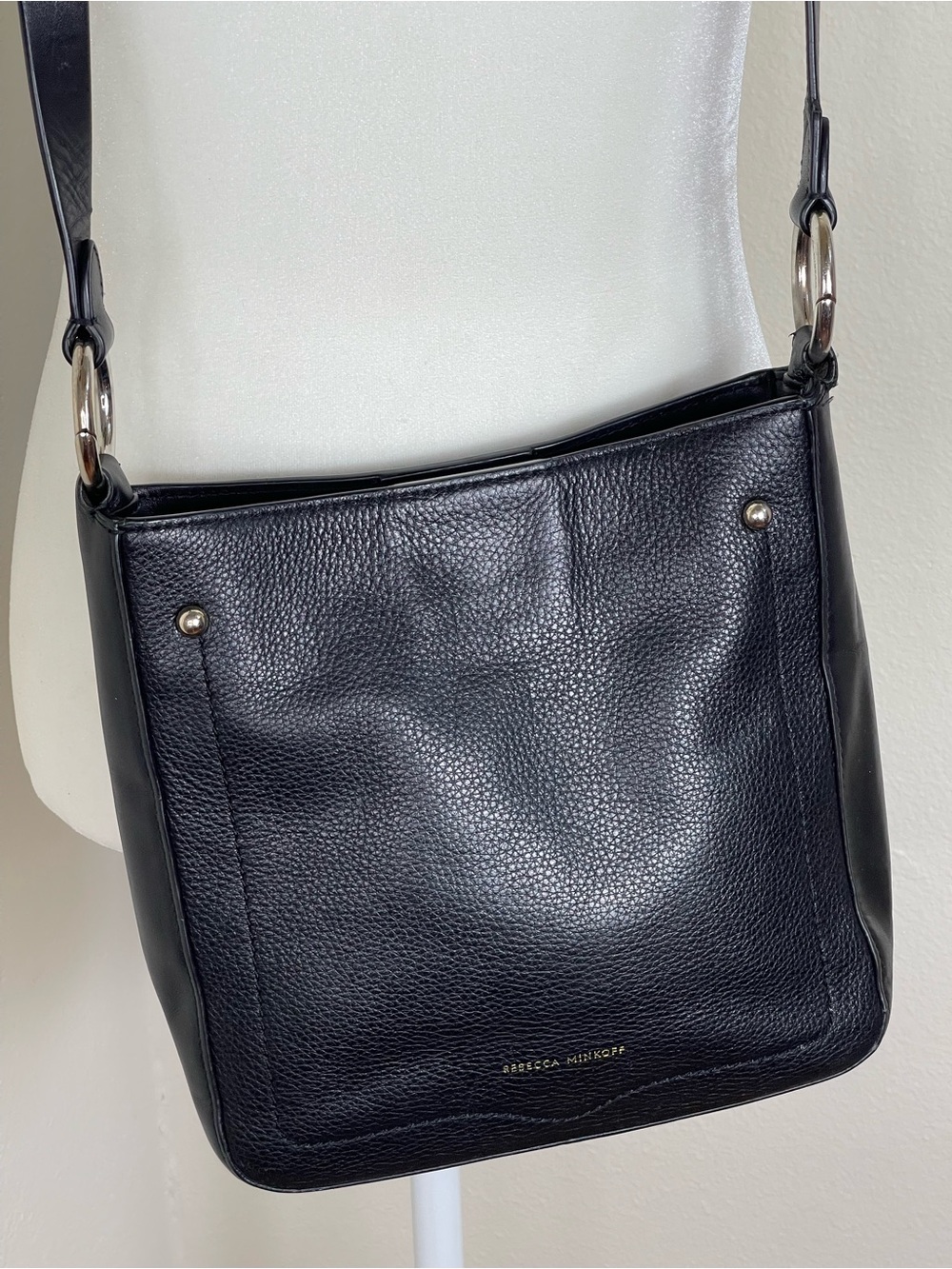 Rebecca Minkoff Black Pebbled Leather Jody Feed Bag Crossbody